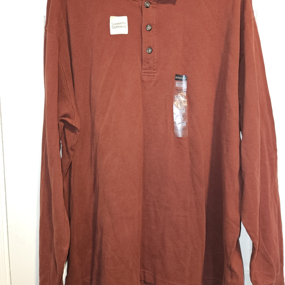 Men's St. Johns Bay Rust Colored Long Sleeve Polo Shirt